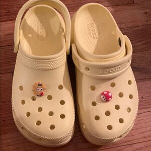 CROCS Light Yellow Clogs with Fun Charms